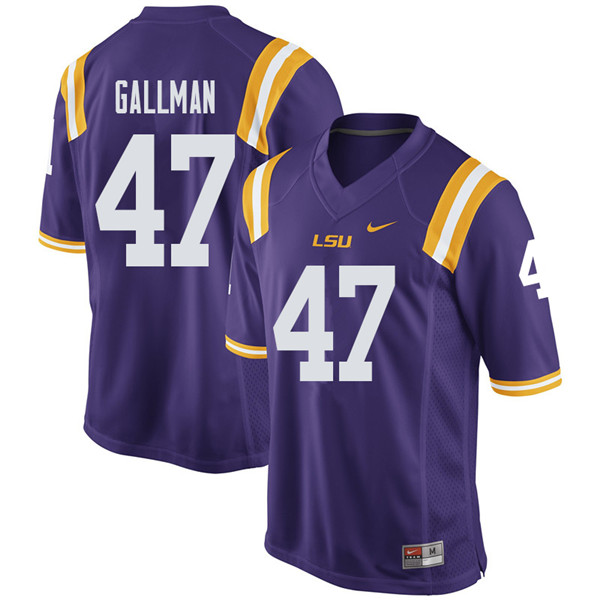 Men #47 Trey Gallman LSU Tigers College Football Jerseys Sale-Purple